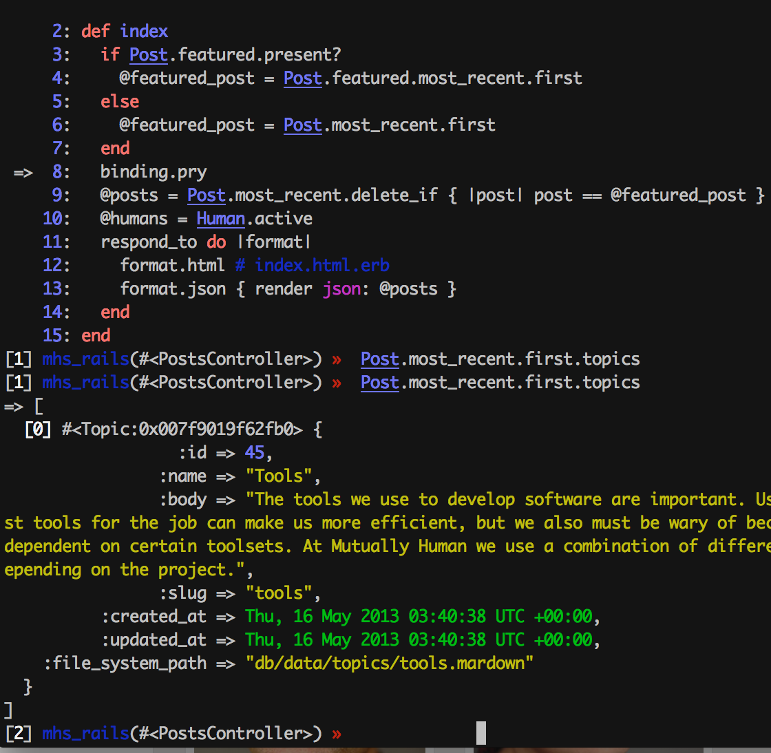ruby console